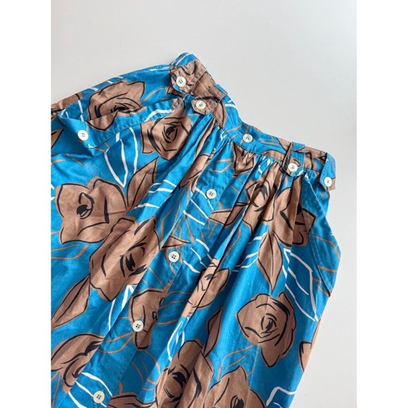 Vintage 90s LADY RUSTAN Blue Floral Polycotton Shirt Full Skirt Set, Size 12 - Picture 11 of 13